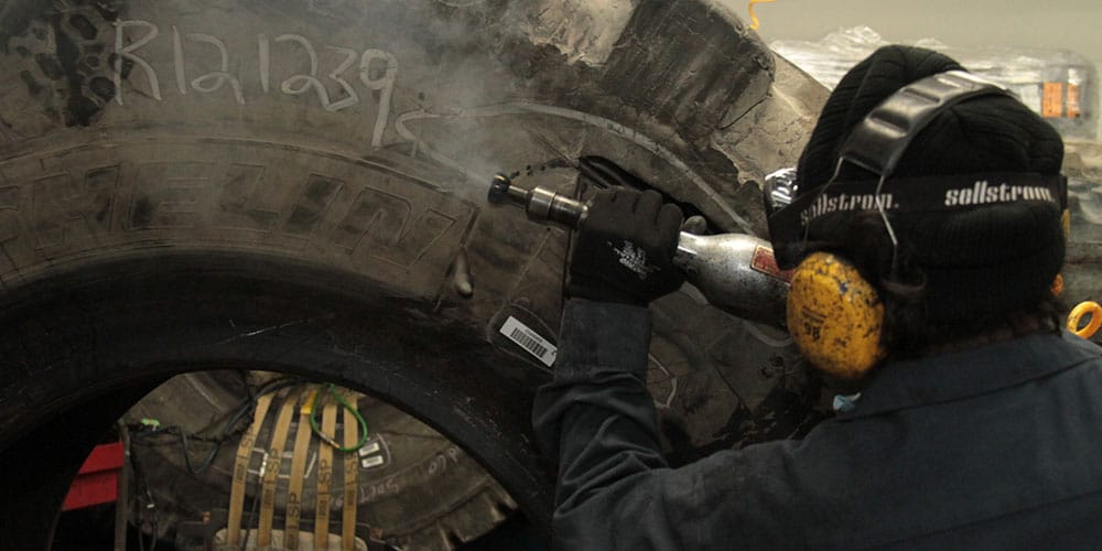 Section repairing of a large tire