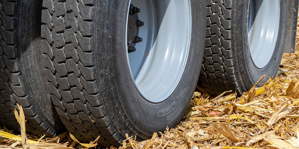 Tractor tires on field